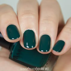 Wondrously Polished: Barielle Me Couture Fall 2014 - Swatches, Review & Nail Art Boho Chic Dark Teal Gel Nails, Dark Teal Green Nails, Dark Jade Nails, Nails For Hunter Green Dress, Fall Nails 2022 Green, Dark Blue Green Nails, Green Nails Dip Powder, Dark Teal Nail Ideas, Green Sns Nails