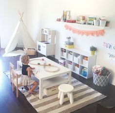 playroom Simple Playroom, Apartment Livingroom, Kitchen Apartment, Girls Playroom, Playroom Storage, Toy Rooms, Apartment Decorating