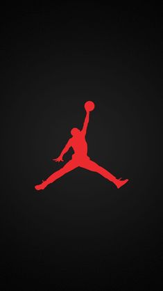 the air jordan logo is shown in red on black background, with an image of a basketball