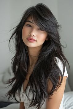 41 Pretty Long Layered Hair with Side Bangs Hairstyles For A Fresh New Look Fringe Side Bangs With Long Hair, Side Part Hair With Bangs, Wavy Straight Hairstyles, Side Part Curtain Bangs Long Hair, Long Side Bangs With Medium Hair, Side Curtain Bangs Long Hair, Side Wispy Bangs, Side Swept Bangs Long Hair With Layers, Asian Side Bangs