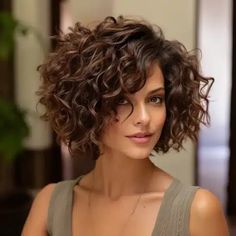 Bangs For Curly Hair Natural Curls, Layered Curly Bob Hairstyles, Perms For Short Hair Loose, Big Curls Short Hair, Short Curly Bob With Bangs, Short Permed Hair, Short Curly Hairstyles For Women, Short Wavy Haircuts, Natural Curly Hair Cuts