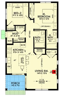 the floor plan for a two bedroom apartment with an attached bathroom and living room area