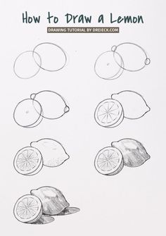 how to draw a lemon with pencils