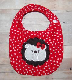 Polka Dot Bulldog applique bib infants baby by EdensClothesBin Baby Crafts, Bulldog, Baby Shower Gifts, Polka Dots, Lunch Box, Shower, Baby Shower, Trending Outfits