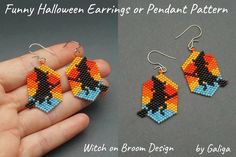 a pair of earrings made out of bead and plastic beads with an image of a bird on it