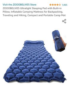 an inflatable sleeping pad with built - in pillows is on sale for $ 1, 500