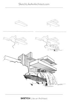 an architectural drawing of a house in the sky