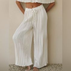 Nwt Large White Plus Size White Wide Leg Pants, White Flate Pants, White Pants, Large White, Pant Jumpsuit, Anthropologie, Wide Leg, Color White, Pants For Women