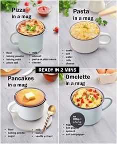 Pizza In A Mug, Mug Meals, In A Mug, Sweet Snacks Recipes, Healthy Kitchen