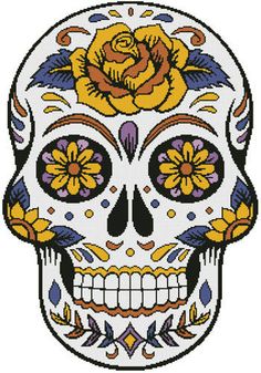 a sugar skull with flowers on it