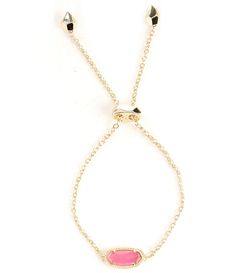 From Kendra Scott&#x2C; this bracelet features:Whether you like your bracelets loose or close to the wrist&#x2C; our Elaina Adjustable Chain Bracelet is a delicate addition to any arm party. Chain bracelet14k gold plated over brassAdjustable sliding clasp closureApprox. 0.38" L x 0.75" W stationary pendant; 9" L circumferenceImported.Please note: Due to the one-of-a-kind nature of the medium&#x2C; exact color pattern Kendra Bracelet, Enewton Jewelry, Preppy Necklaces, Kendra Scott Necklace Elisa, Kendra Scott Bracelet, Preppy Jewelry, Preppy Stuff, Kendra Scott Necklace, Jewelry Accessories Ideas