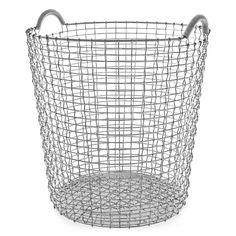 a metal wire basket with handles