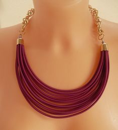 Fabrice necklace,burgundy jewellery, braided necklace, bib necklace, tshirt jewellery,multi strand necklace, ropes necklace Best Necklace, Braided Necklace, Red Necklace, Charm Necklaces, Evening Outfits, Rope Necklace, Multi Strand Necklace, Bib Necklace, Minimalist Necklace