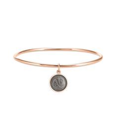 14k rose gold single bangle cremation bracelet with 10mm dome ashes charm shown from the front Timeless Sterling Silver Rose Gold Bracelet, Rose Gold Bracelet Jewelry, Timeless Rose Gold Sterling Silver Bracelet, Rose Gold Tarnish-resistant Bangle, 14k Gold Rose Gold Bangle Fine Jewelry, Timeless Rose Gold Bracelet With Polished Finish, Rose Gold 14k Fine Jewelry Bangle, Timeless 14k Rose Gold Bracelets, Timeless 14k Rose Gold Bracelet