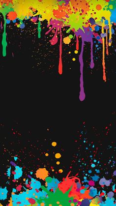 colorful paint splattered on a black background