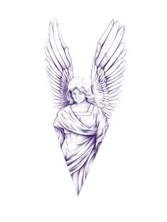 a drawing of an angel with wings