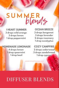 Summer Oil Diffuser Blends, Summer Doterra Diffuser Blends, Summer Diffuser Blends Young Living, End Of Summer Diffuser Blends, Watermelon Essential Oil Blend, Summer Essential Oil Blends, Summer Night Essential Oil Blend, Anthro Summer Diffuser Blend