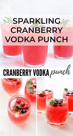 sparkling cranberry vodka punch is an easy and delicious drink for the holiday season