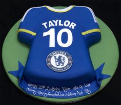 a birthday cake for a youngster with the number 10 on it's jersey