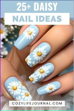 Beachy Nail Designs, Silver Acrylic Nails, Spring Nails Ideas, Cheerful Daisy, Orange Acrylic Nails, Brown Acrylic Nails, Beachy Nails