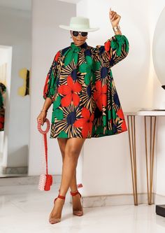 Red Printed Short Sleeve Mini Dress, Ankara Ready To Wear Styles, Event Gowns, Pretty Lace Dresses, African Print Pants, African Print Jumpsuit, Mini Gown, African Traditional Wear, Sewing Easy