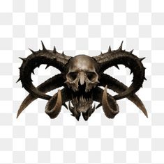 an image of a skull with horns on it's head, transparent background png