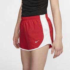 For those mile runs in PE class to beating your BFFs in the next game of tag, chase your goals with the Nike Dri-FIT Tempo Shorts. They're fun, lightweight and can be paired easily with your best workout tops, so you can comfortably reach the finish line. Red Nike Shorts, Pe Class, Nike Shorts Women, Nike Tempo, Nike Dri Fit Shorts, Nikes Girl, Nike Running Shorts, Red Nike, Girl Running