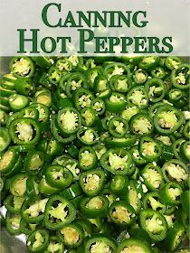 the book cover for canning hot peppers is shown in front of a pile of green peppers