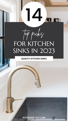 a kitchen sink with the words top picks for kitchen sinks in 2020 on it and an image