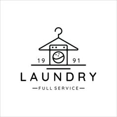 the logo for laundry full service, which is designed to look like a house with a smiling face