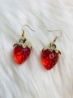 Affordable Elegant Cherry Earrings, Trendy Cherry Earrings At Cheap Price, Cute Earrings Ideas, Cute Earing, Strawberry Earring, Ruby Core, Dr Items, Strawberry Accessories