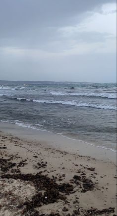 an ocean beach with waves coming in to shore