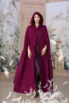 hooded wool cloak maxi wool coat in mulberry 8 colors 100% | Etsy Fantasy Palace, Wool Cloak, Raincoat Outfit, Cape Cloak, Hooded Wool Coat, Character Fashion, Clothing Reference, Hooded Cloak