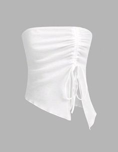 White Assymetrical Top, White Asymmetrical Top, Top Blanco Aesthetic, White Fancy Top, Tops From Shein, White Tube Top, Shein Clothing, Tops Shein