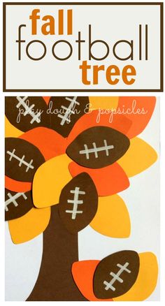 an easy fall football tree craft for kids to make with paper and construction materials,