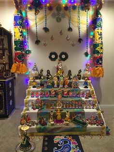 Karthigai Deepam Decoration At Home, Vigneshwara Dampu Decoration, Navrathri Golu Decoration Ideas, Navaratri Golu Decoration Ideas, Deep Amavasya Puja Decoration, Diwali Goddess, Mysore Dasara