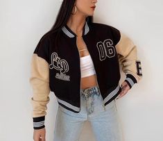 Prom Jacket, Fur Jacket Outfit, Senior Class Shirts, Varsity Jacket Outfit, College Jackets, Lazy Outfits, Shirt Print Design, Types Of Jackets, Activewear Fashion