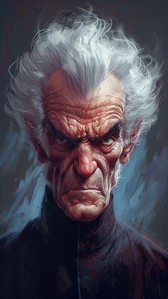 an old man with white hair and grey hair