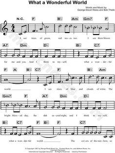 sheet music with the words what wonderful world