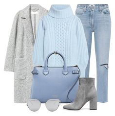 Light Blue And Gray Outfit, Light Gray Boots Outfit, Blue And Gray Outfit, Light Blue Outfit Aesthetic, Polyvore Outfits Winter, Gray Jeans Outfit, Blue Winter Outfit, Coat Dresses, Gray Outfits