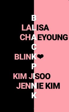 the words are written in different colors and font on black, pink, and white