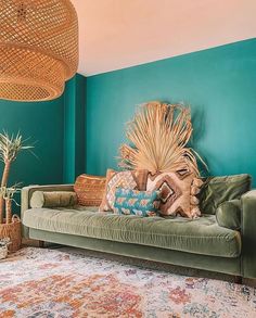 Save this pin for a dose of serenity with beautiful blue and green living room decor ideas! Elevate your home with calming colors and refreshing vibes. #HomeDecoration #LivingRoomIdeas #BlueAndGreenDecor Blue Couch Living, Soft Blue Walls, Blue Couch Living Room, Colourful Home, Victorian Interior, Blue Couches, Green Velvet Sofa, Unique Furniture Pieces, Cottage Interior