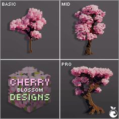 Minecraft custom cherry blossom tree designs Cherry Tree Minecraft, Cherry Blossom Tree Minecraft, Minecraft Cherry Blossom Tree, Minecraft Japanese House, Minecraft Tree, Minecraft Garden, Minecraft Decoration, Rumah Minecraft Sederhana