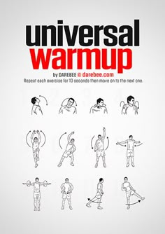 an advertisement for universal warmop, with various poses and gestures on the front