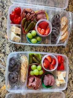 two plastic containers filled with different types of food