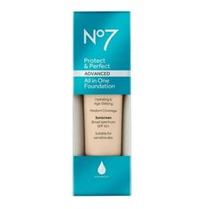 This multi-tasking all in one foundation instantly perfects the appearance of skin, concealing blemishes and blurring the appearance of lines, wrinkles and pores while providing 24 hour hydration. Enriched with age-defying skincare ingredients from our No7 Protect and Perfect ADVANCED Serum over time helps skin look younger and healthier. Size: 1 fl oz.  Color: Beige. No 7 Foundation, Maybelline Instant Age Rewind, Glow Tonic, Lip Smackers, Broad Spectrum Sunscreen, Age Defying, Foundation Concealer, Skincare Ingredients, Multi Tasking