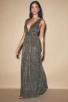 Trendy Metallic Dress - Maxi Dress - Gold Metallic Maxi Dress - Lulus Radiant Black, Pretty Midi Dresses, Best Maxi Dresses, Falling Star, Full Maxi Skirt, Sequin Maxi, Metallic Dress, Online Dress Shopping, Dresses For Teens