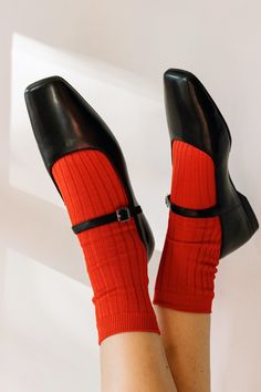 The perfect height, knit rib socks in Mercerized Combed Cotton. Materials: 80% Cotton, 18% Polyester, 2% Spandex Square Toe Flats Outfit, Mary Jane’s With Socks, Mary Jane With Socks, Taurus Rising, Must Have Shoes, Square Toe Mary Jane, Square Toe Flats, Ballerina Outfit, Zapatos Mary Jane