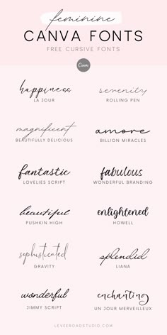 some type of font that is in different colors and sizes, with the words canva font