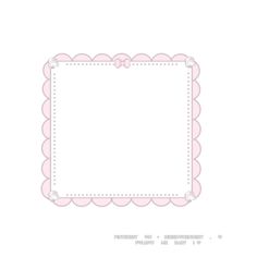 a square frame with scalloped edges in pink and white on a white background